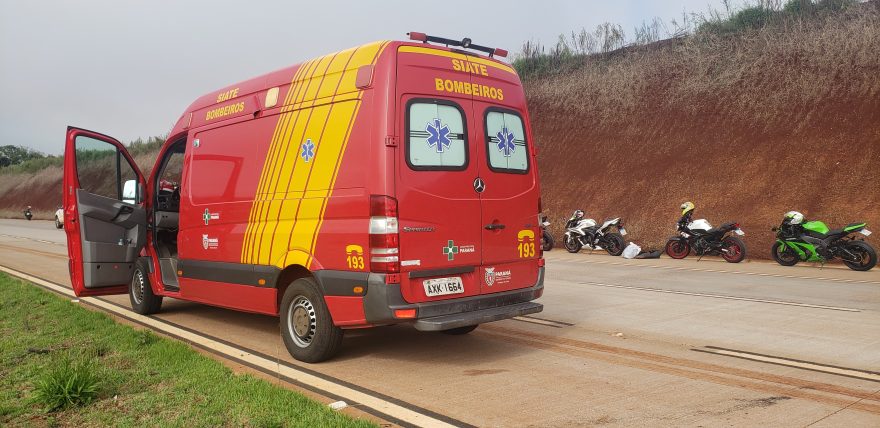 Motociclista quebra o braço após acidente na BR-163, em Cascavel