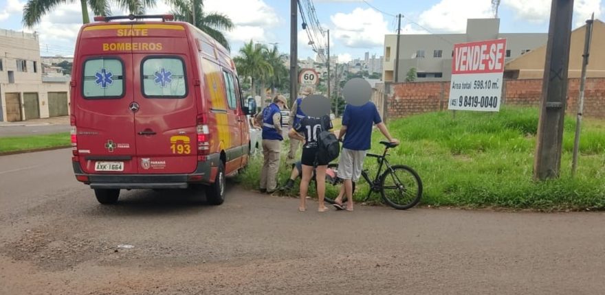 Ciclista fica ferido em acidente no Santo Inácio