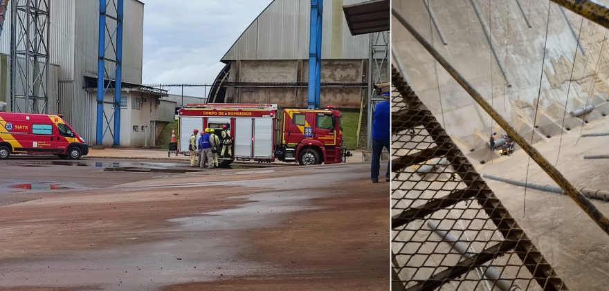 Trabalhador cai no interior de silo e bombeiros realizam complexo resgate