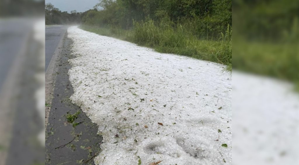 Tempestade com granizo causa estragos na PR-281 e em lavouras no Sudoeste do Estado Tempestade com granizo causa estragos na PR-281 e em lavouras no Sudoeste do Estado