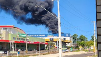 Corpo de Bombeiros combate incêndio na Dip Frangos em Cascavel