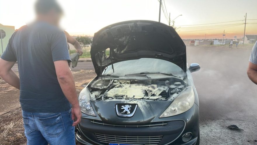 Populares controlam incêndio em motor de Peugeot no Mantovani