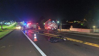 Imagem referente a Casal morre em colisão frontal entre moto e ônibus na BR-277 em Cascavel