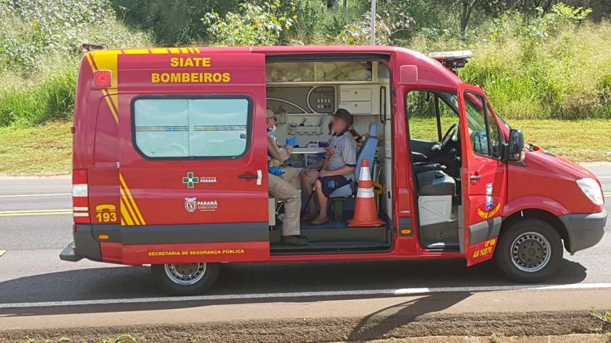 Idoso fica ferido ao sofrer queda após atravessar a rodovia BR-277