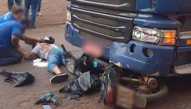 Imagem referente a Motociclista fica em estado gravíssimo em acidente com caminhão no Maria Luiza