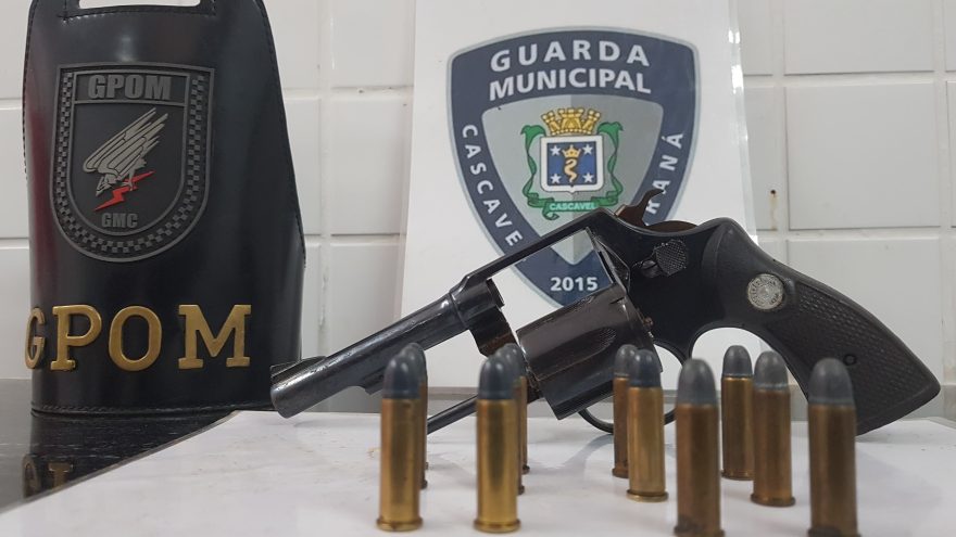 Durante ocorrência de violência doméstica, GPOM apreende revólver e munições