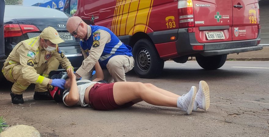 Mulher sofre escoriações em acidente de trânsito na Paraná com a Treze Maio