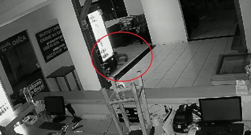Ladrão entra rastejando em restaurante e furta dinheiro do caixa