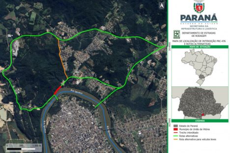 Rodovia em União da Vitória será interditada a partir desta quinta-feira
