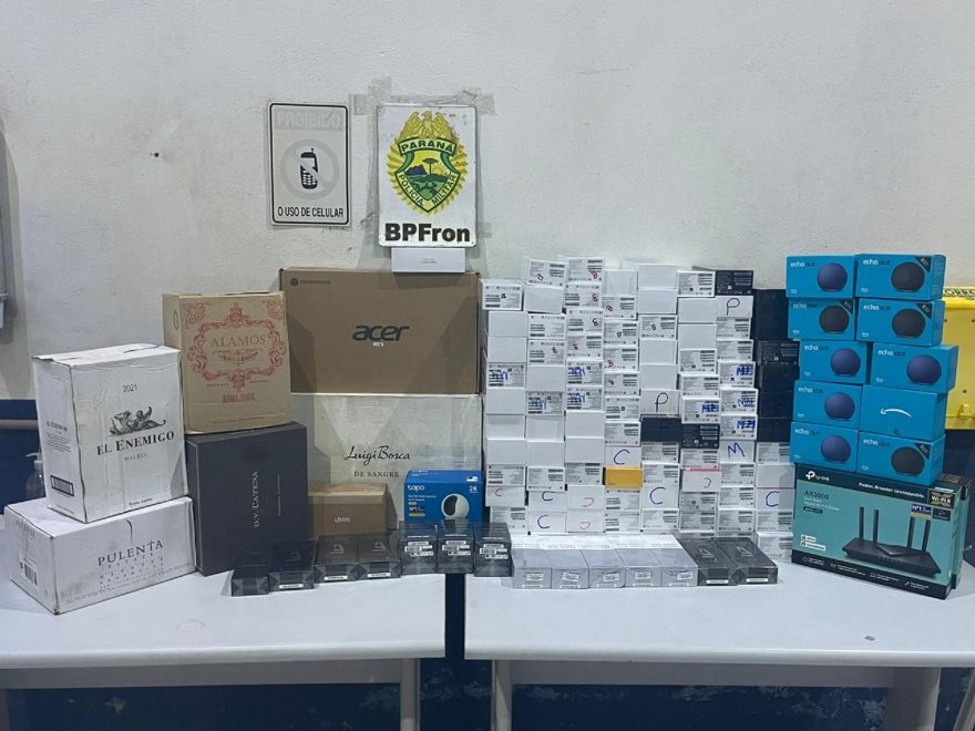 BPFron apreende eletrônicos, perfumes e garrafas de vinho em Corbélia
