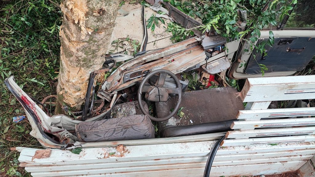Condutor fica em estado grave após veículo sair da pista e colidir em árvores na BR-163