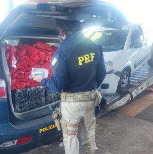 PRF apreende Fiat Uno carregado co, 348,5 Kg de maconha em Guaíra Imagem referente a PRF apreende Fiat Uno carregado co, 348,5 Kg de maconha em Guaíra