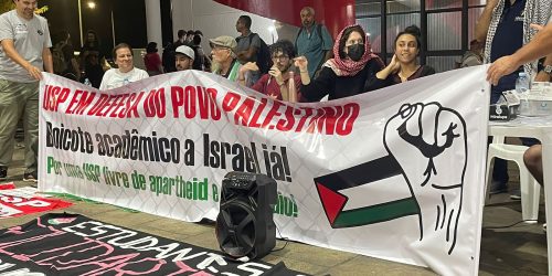 Imagem referente a Manifestantes fazem ato pró-Palestina na USP