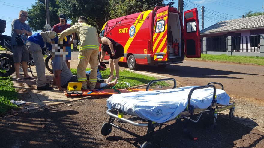 Motociclista sofre queda e fica ferido na Rua Antônio Damian