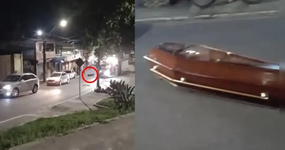 Caixão com corpo cai de carro funerário e fica no meio da rua