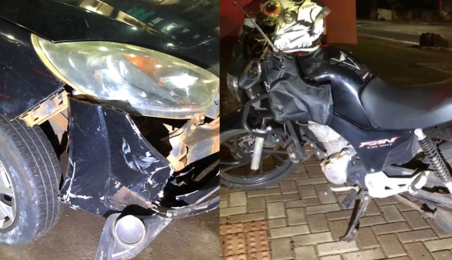 Acidente entre Ford Fiesta e Honda CG é registrado no Centro