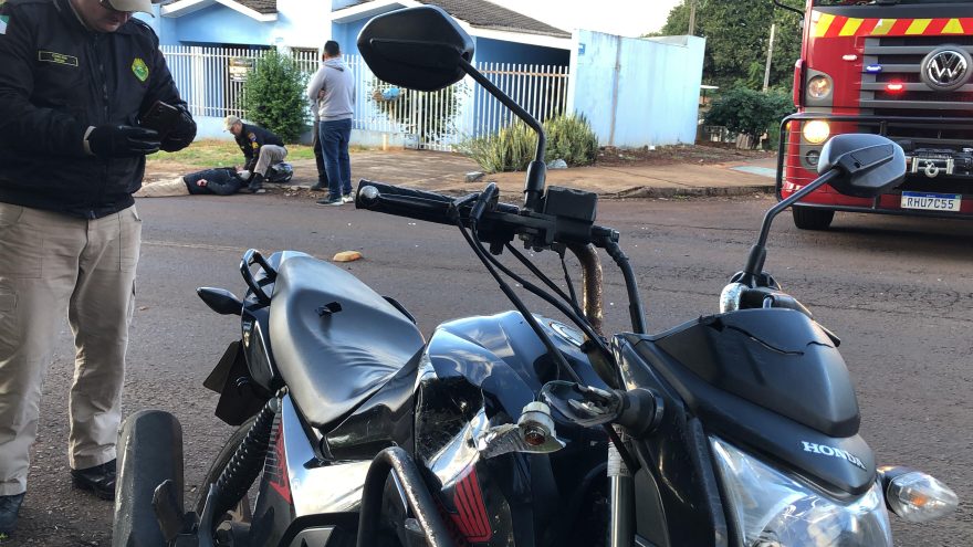Ao desviar de cachorro, motociclista sofre queda no Universitário e precisa do atendimento do Siate