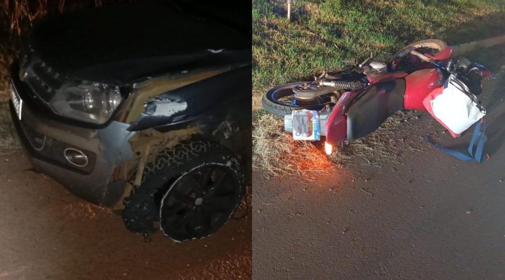 Motociclista fica gravemente ferido ao ser atingido na traseira por Amarok na PR-239