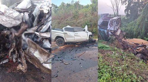 Três pessoas morrem em gravíssima colisão entre carreta e caminhonete na BR-163 Imagem referente a Três pessoas morrem em gravíssima colisão entre carreta e caminhonete na BR-163