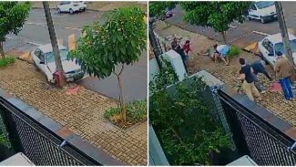 Câmera de monitoramento registra acidente seguido de pancadaria na Rua Xavantes