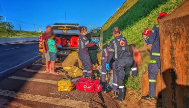 Imagem referente a Motociclista sofre vários ferimentos em acidente na PRc-467