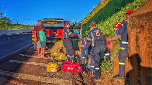 Imagem referente a Motociclista sofre vários ferimentos em acidente na PRc-467