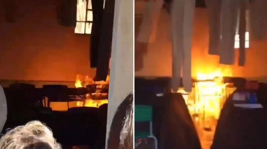 Vídeo: Experimento falha e alunos botam fogo na escola