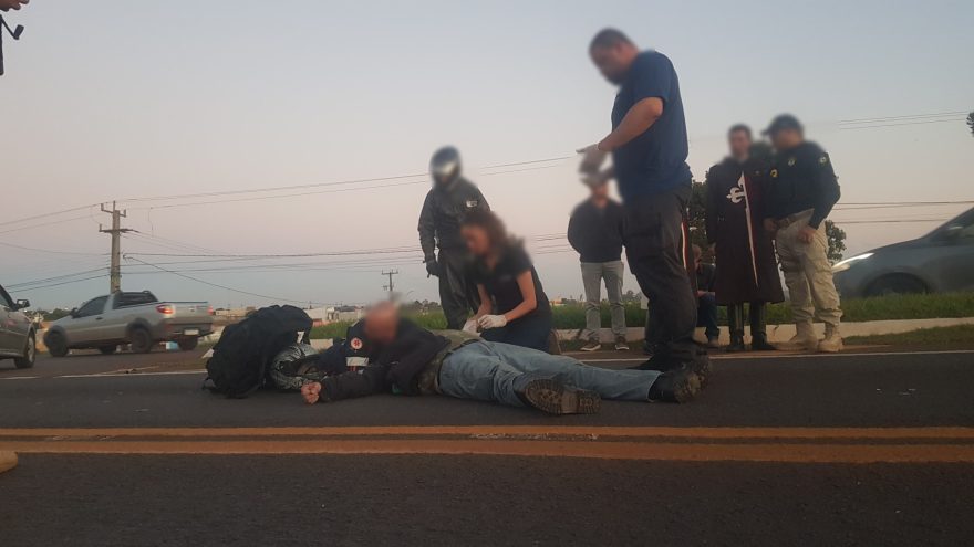 Motociclista fica ferido em acidente de trânsito na BR-277 em Santa Tereza do Oeste