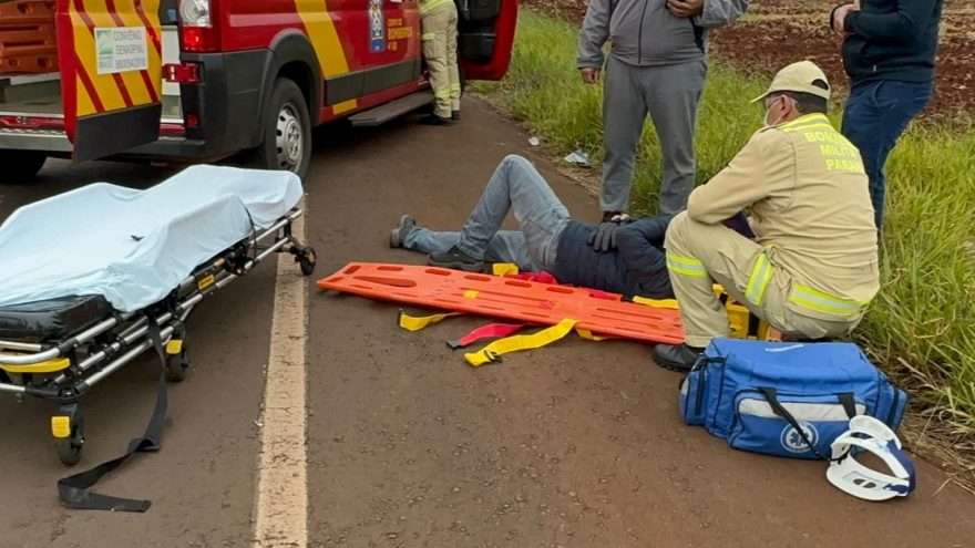 Motociclista fica ferido em acidente de trânsito no Florais do Paraná