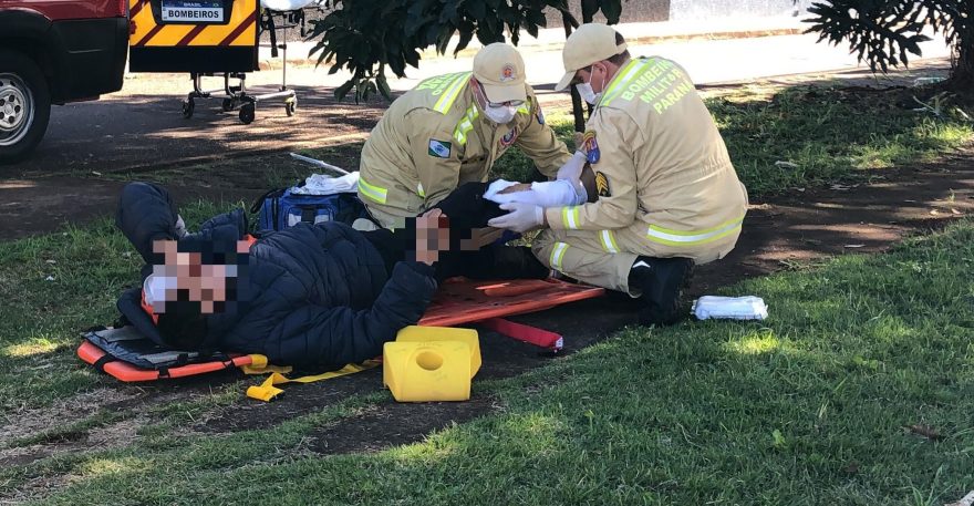 Motociclista sofre fratura na perna em acidente no Cancelli