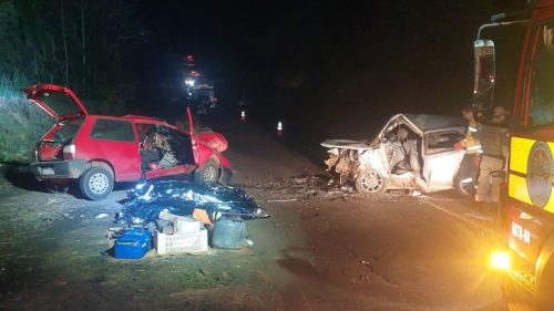 Imagem referente a Motoristas morrem presos às ferragens e criança fica gravemente ferida em acidente na rodovia