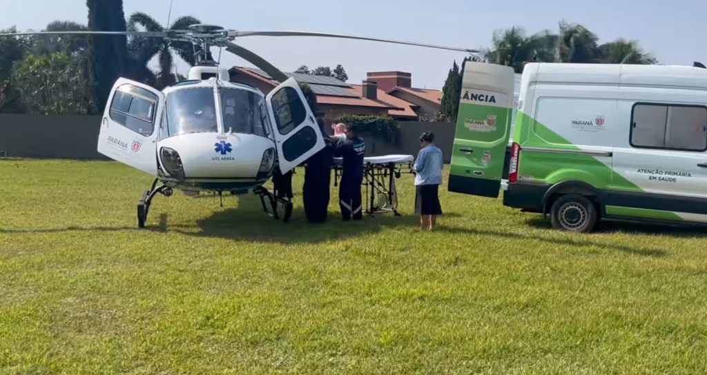 Pastor é transferido de helicóptero para o HUOP em Cascavel