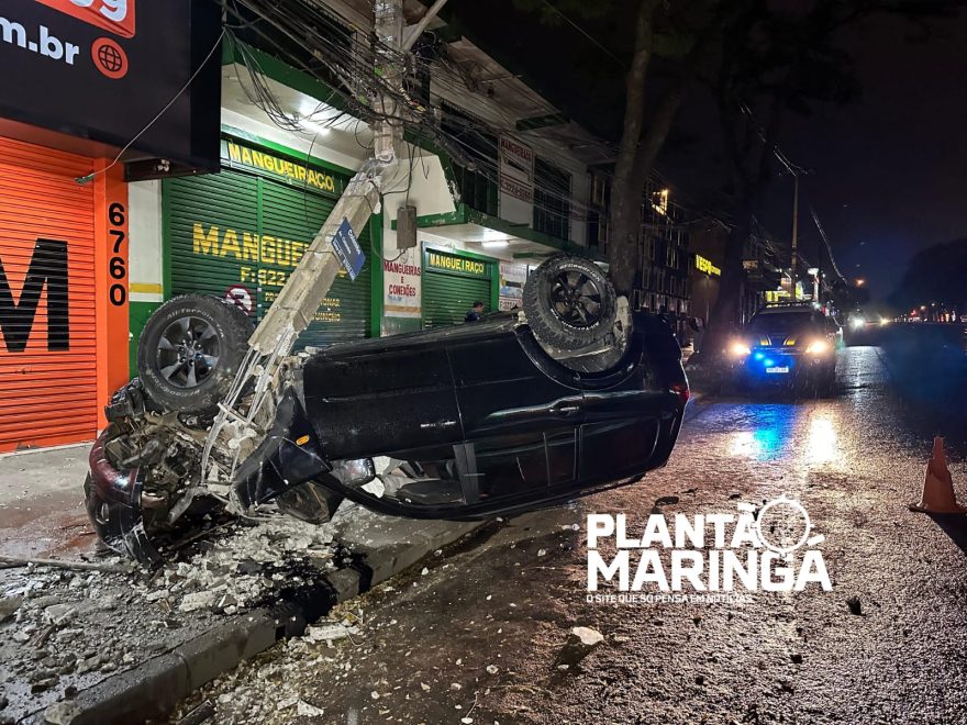 Motorista que perseguia ladrões sofre acidente em Maringá; veja o vídeo