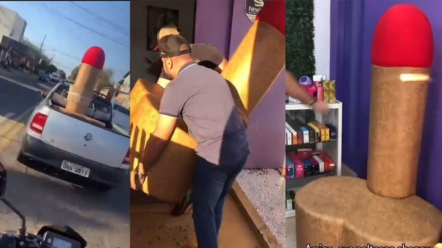 Poltrona diferenciada com formato de pênis chama a atenção e deixa moradores curiosos
