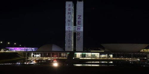 Imagem referente a Congresso Nacional tem projeções da campanha pelo Feminicídio Zero