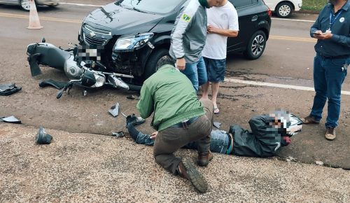 Imagem referente a Motociclista fica ferido em acidente de trânsito na Rua Manaus