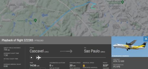 Veja rota feita por Avião da VoePass de Cascavel até a queda em São Paulo