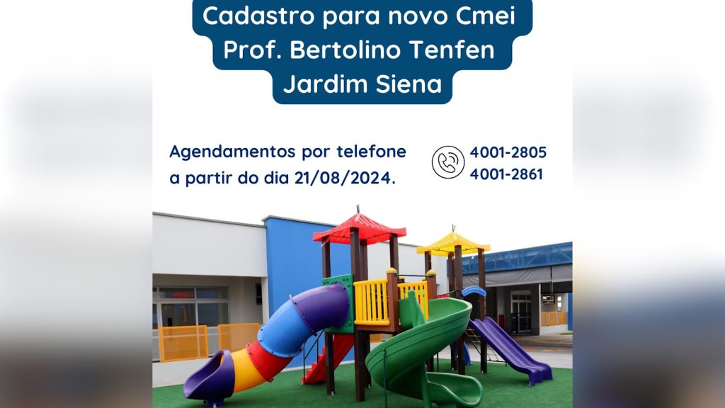 Vagas Cmei do Siena: Famílias podem fazer cadastros a partir de 21 de agosto
