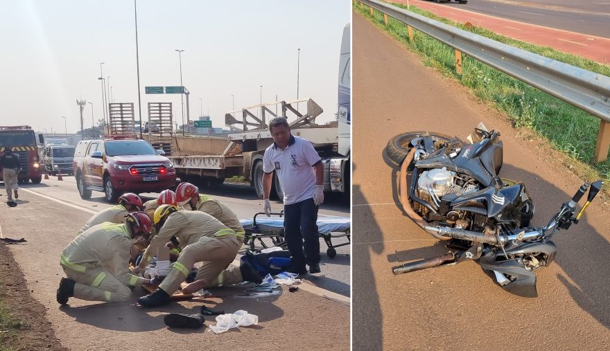 Motociclista sofre amputação do pé após bater violentamente contra guardrail na BR-277, em Cascavel