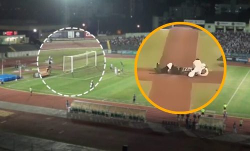 Mascote do Maringá FC é agredido por jogador do time adversário Imagem referente a Mascote do Maringá FC é agredido por jogador do time adversário