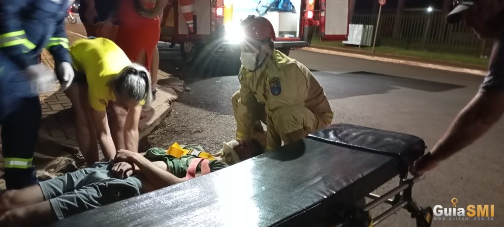Acidente entre moto e carro deixa um ferido em São Miguel do Iguaçu