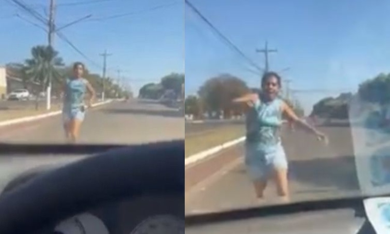 Vídeo mostra mulher atacando carro de candidato a vereador com pedaço de madeira