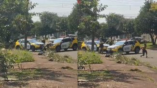 Imagens mostram policiais militares atropelando e baleando jovem em posse de faca em Cascavel
