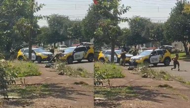 Imagem referente a Imagens mostram policiais militares atropelando e baleando jovem em posse de faca em Cascavel