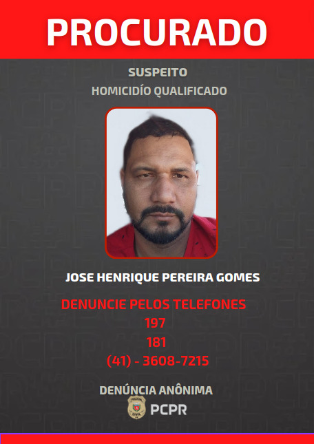 Polícia divulga foto de foragido por homicídio de adolescente em Fazenda Rio Grande