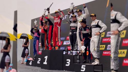 Imagem referente a Nascar Brasil: Vencedores das 100 Milhas de Cascavel recebem troféus com formato da Catedral