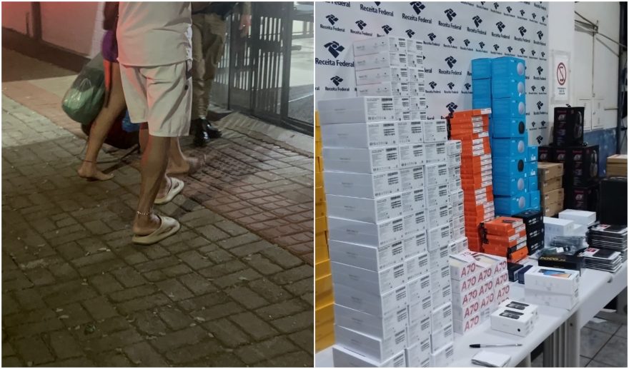Casal preso com eletrônicos após perseguição da PM é encaminhado à Polícia Federal