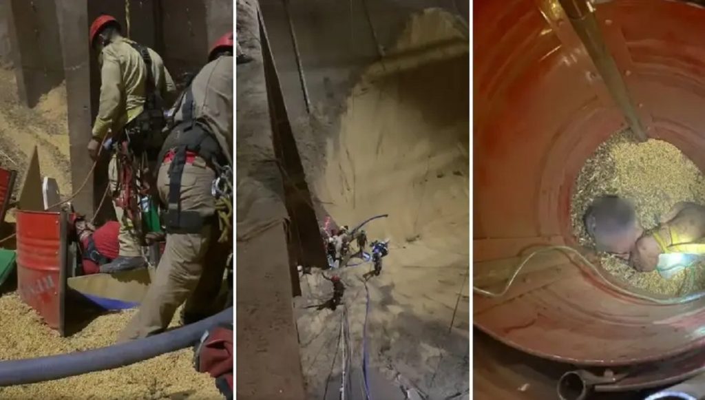 ‘Só aparecia a mão dele sobre os grãos’, diz bombeiro sobre trabalhador resgatado com vida em silo em Maringá ‘Só aparecia a mão dele sobre os grãos’, diz bombeiro sobre trabalhador resgatado com vida em silo em Maringá