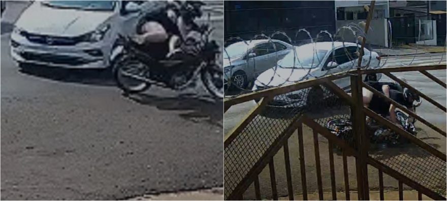 Câmeras registram acidente que deixou casal ferido na Rua Pio XII