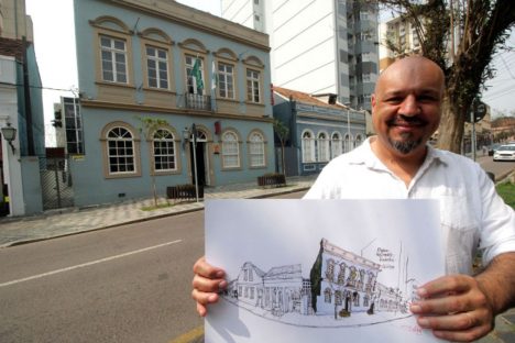 Imagem referente a Urban sketcher Simon Taylor assume residência artística do Museu Casa Alfredo Andersen